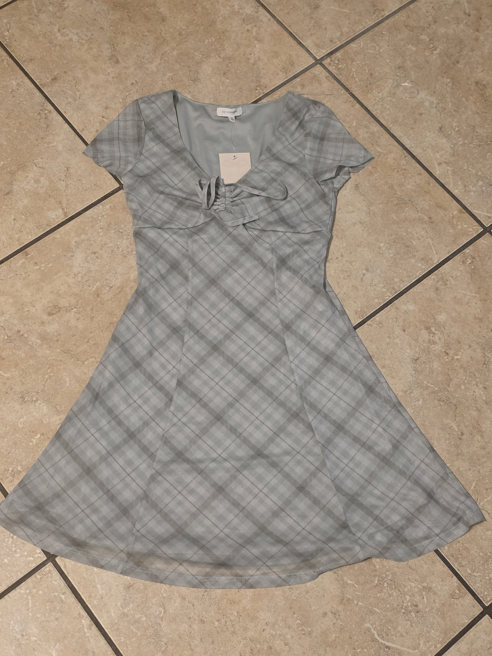 Plaid Light Blue Tie-Front Mini Dress